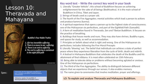 Lesson 10 Theravada and Mahayana