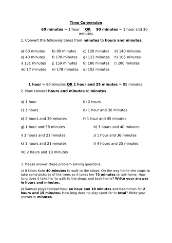 Time - Time conversion (Hours to Minutes / Minutes to Hours)