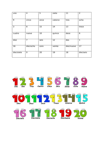 Colour the pairs - Numbers 1 to 20