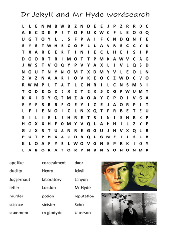 Jekyll and Hyde wordsearch