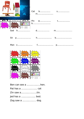 EAL support- cvc words and sentences (code A)