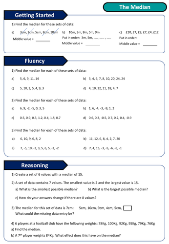 Finding the Median Worksheet