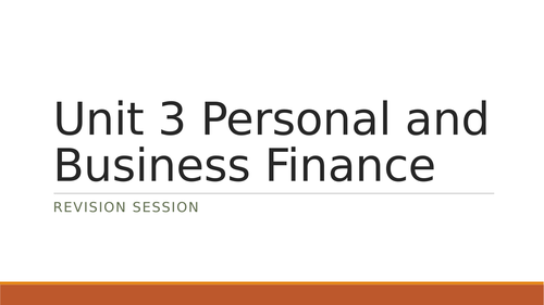 Unit 3 Finance Revision