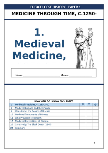 Edexcel GCSE 9-1 History: Medicine Through Time - Medieval work booklet