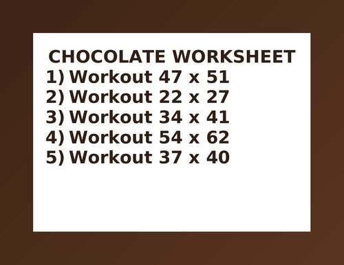 CHOCOLATE WORKSHEET 15