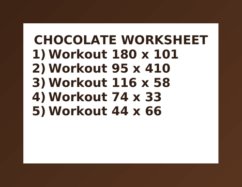 CHOCOLATE WORKSHEET 19