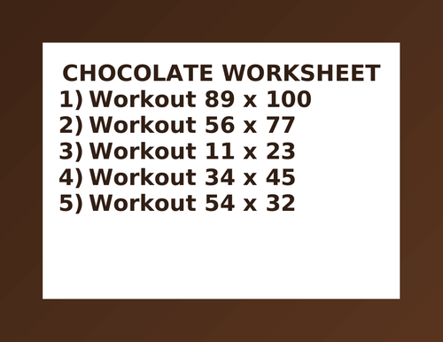 CHOCOLATE WORKSHEET 37