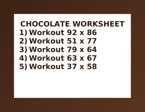 CHOCOLATE WORKSHEET 44