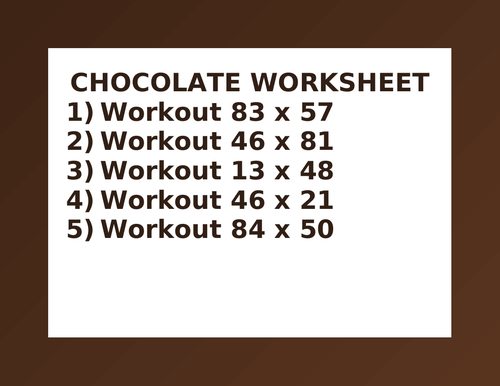 CHOCOLATE WORKSHEET 51