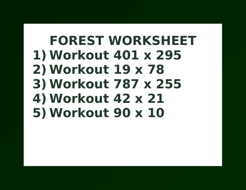 FOREST WORKSHEET 19