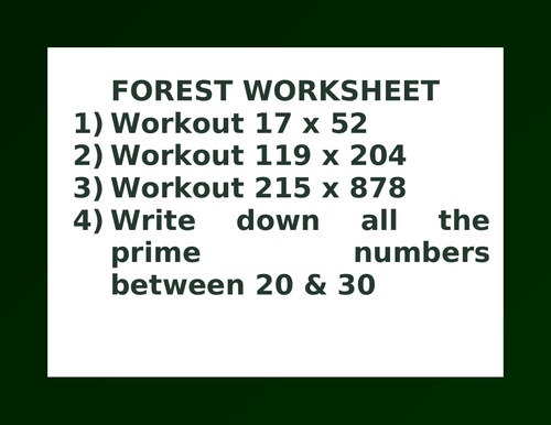 FOREST WORKSHEET 29