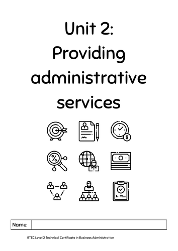 BTEC L2 Technical Certificate Business Administration Unit 2 Work Experience Log Book