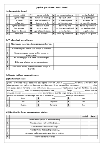 Weather & Hobbies Spanish KS3