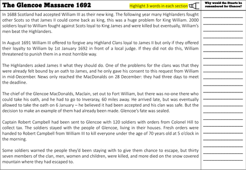 Glencoe Massacre Reading