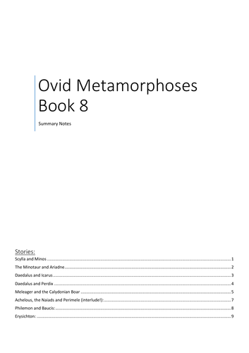 Ovid Metamorphoses summary notes (book 8)