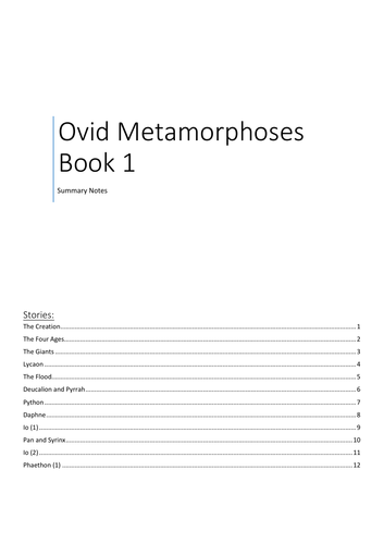 Ovid Metamorphoses summary notes (book 1)