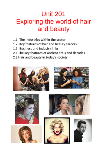 Hair & Beauty Technical Award C&G Y10 Unit 201 SOW, 25 lessons and test paper for 201