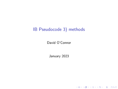 IB Computer Science :Pseudocode: - methods