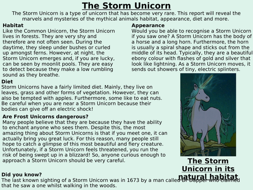 KS2 Non Chronological Report WAGOLL Example