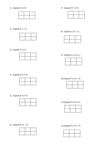 Expanding Single Brackets- Grid Method