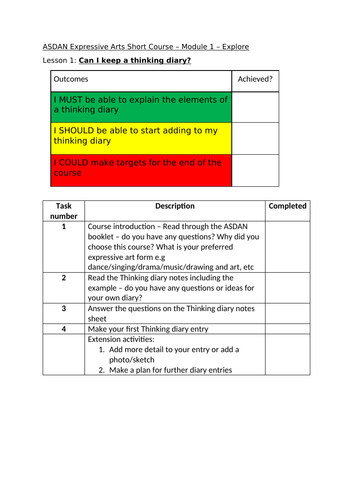 ASDAN Expressive Arts - Module 1 Explore