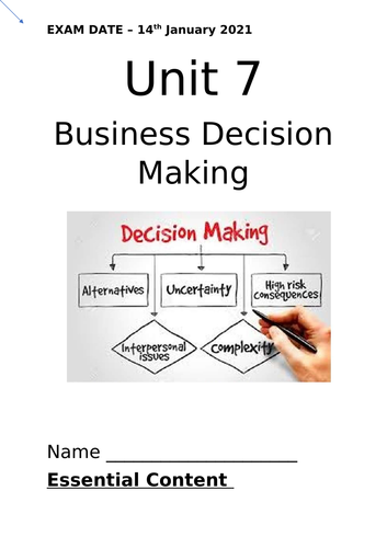 Unit 7Business Decision Making workbook