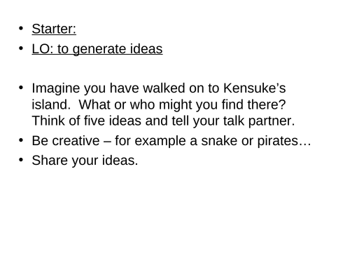 Kensuke's Kingdom lesson