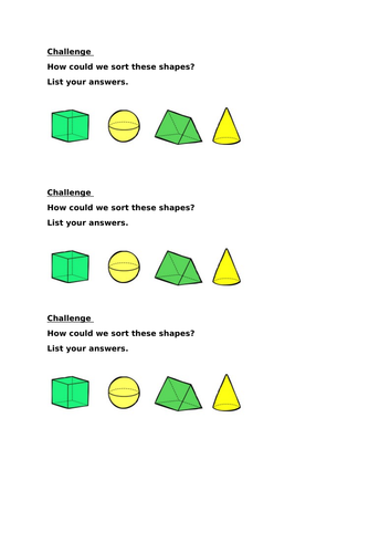 Sort 3D Shapes