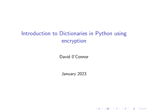 Introducing Dictionaries in Python by using encryption