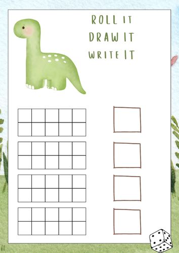 Roll it, Draw it, Write it - Dinosaur Game
