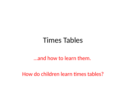 Times Tables Booklets