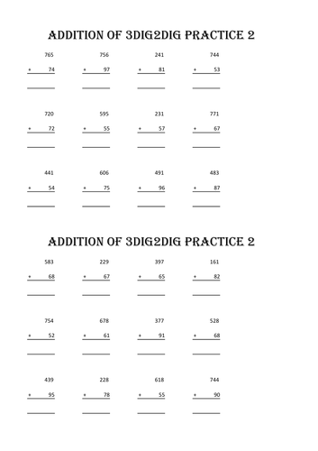 Simple Addition of 3dig2dig Activity 3
