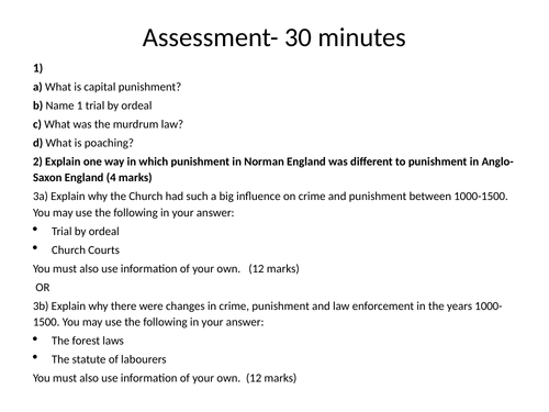 GCSE History crime and punishment assessment pack