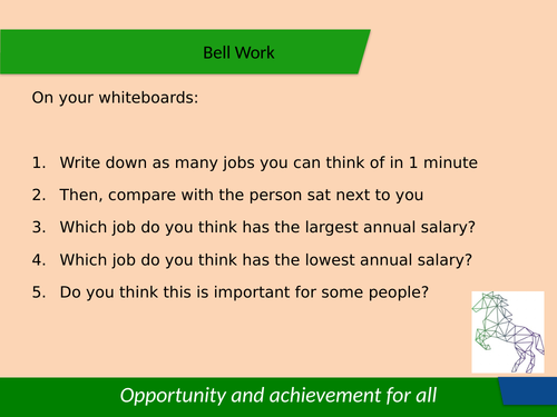 PSHE Careers lesson KS3