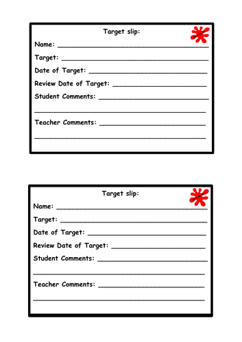 Target Slip - Set and review a target