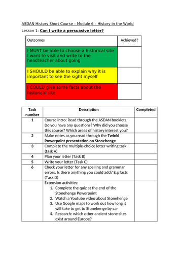 ASDAN History Short Course - Module 6 History in the World