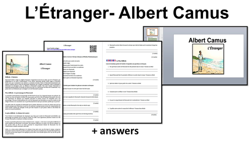 l'Etranger- Reading and Worksheet- A Level French