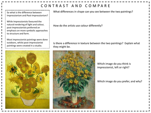 Impressionist/Post-Impressionist Worksheet