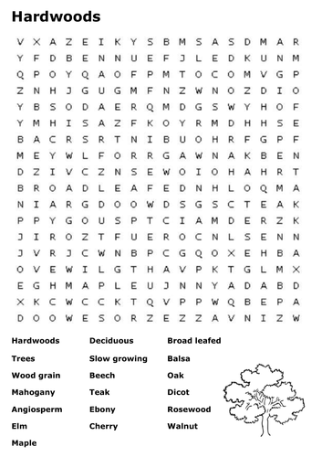 Hardwoods Word Search