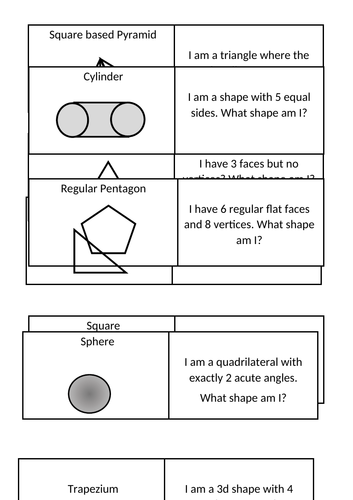 Round the Class with Shape Vocabulary (upper KS2)