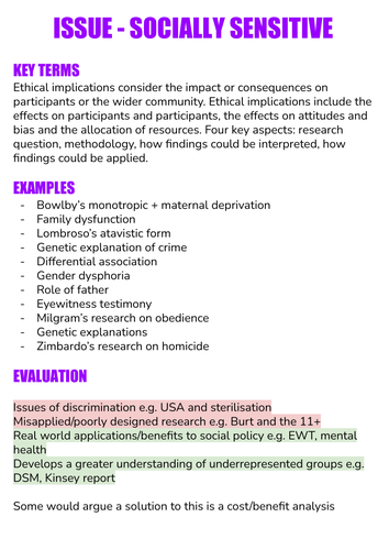 Psychology issues and debates summary