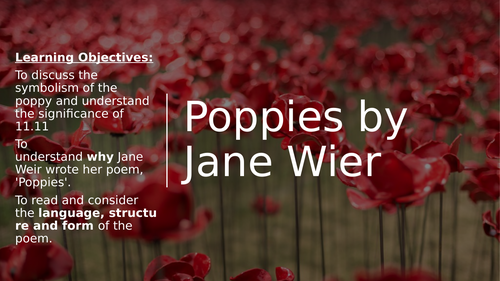 Poppies - Jane Weir (AQA) GCSE Poetry Anthology