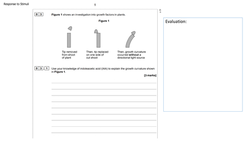 AQA A level Biology topic 3.6 response to changes past paper questions and answers.