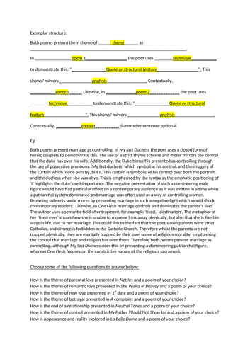 Edexcel Anthology poetry essay structure