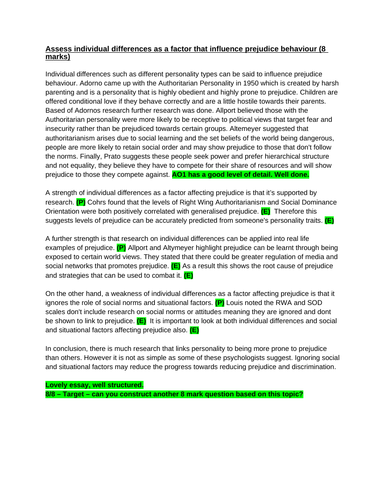 Edexcel Social psychology 8 mark model answers