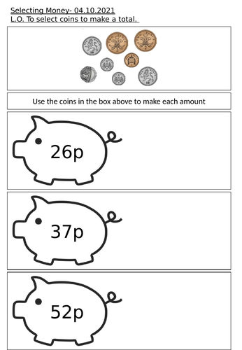 Adding coins Worksheets