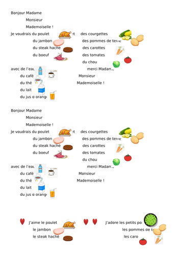 La nourriture various tasks