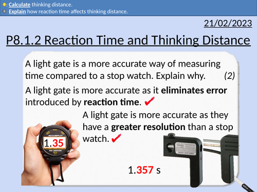 GCSE Physics: Reaction Time and Thinking Distance