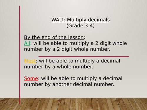 Multiply decimals year 7 catch up Grade 3