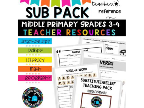 Grade 3-4 Sub Plans for Emergency Teaching days and Relief Teachers